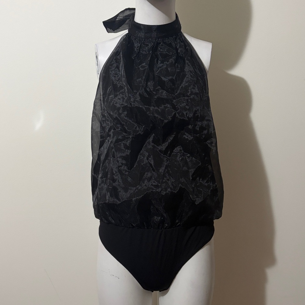 Thirty Thirty Elegant Black Halter Bodysuit Size L - Picture 2 of 8